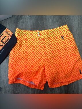 Men’s swim shorts Luxe Swim by Tuscan Bright Orange Geometric